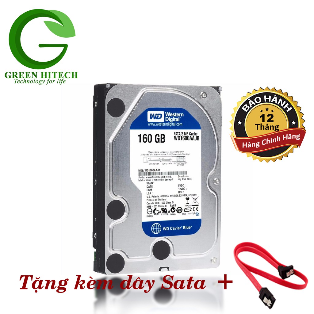 Ổ CỨNG MÁY TÍNH HDD 160GB WD SATA CHÍNH HÃNG - BH 12 THÁNG - 1 ĐỔI 1