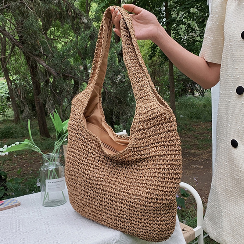 Túi đeo vai IELGY đan rơm sức chứa lớn thời trang đi biển cho nữ