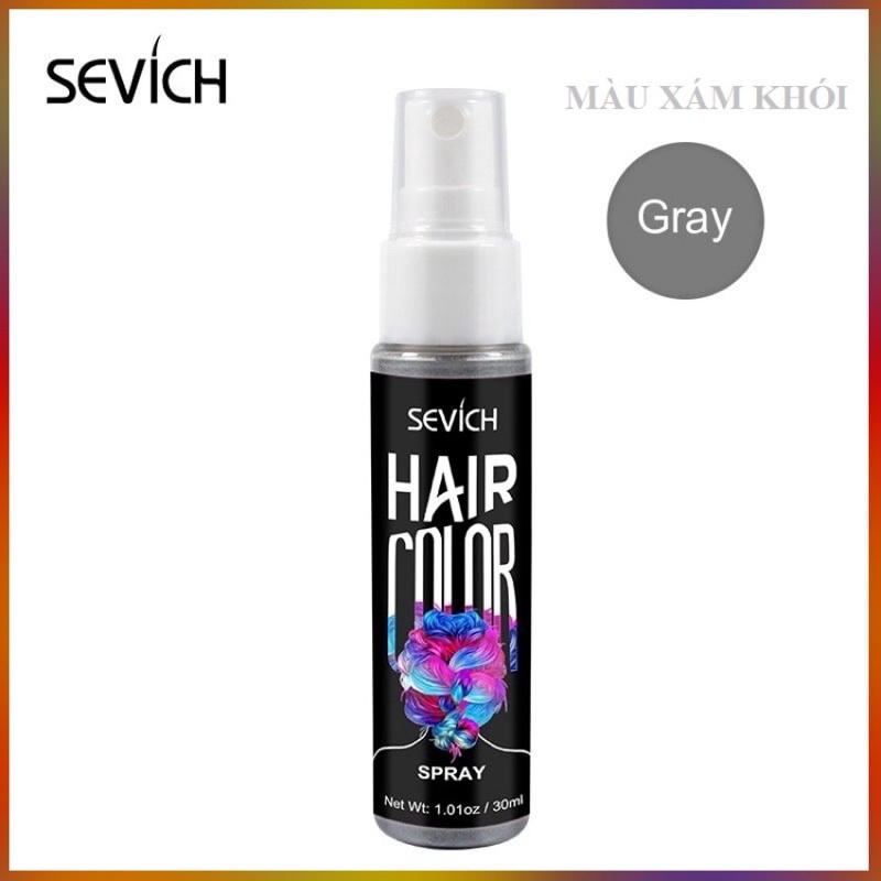 Chai Xịt Đổi Màu Tóc Tạm Thời Màu Xám Khói Sevich 30ml/Chai