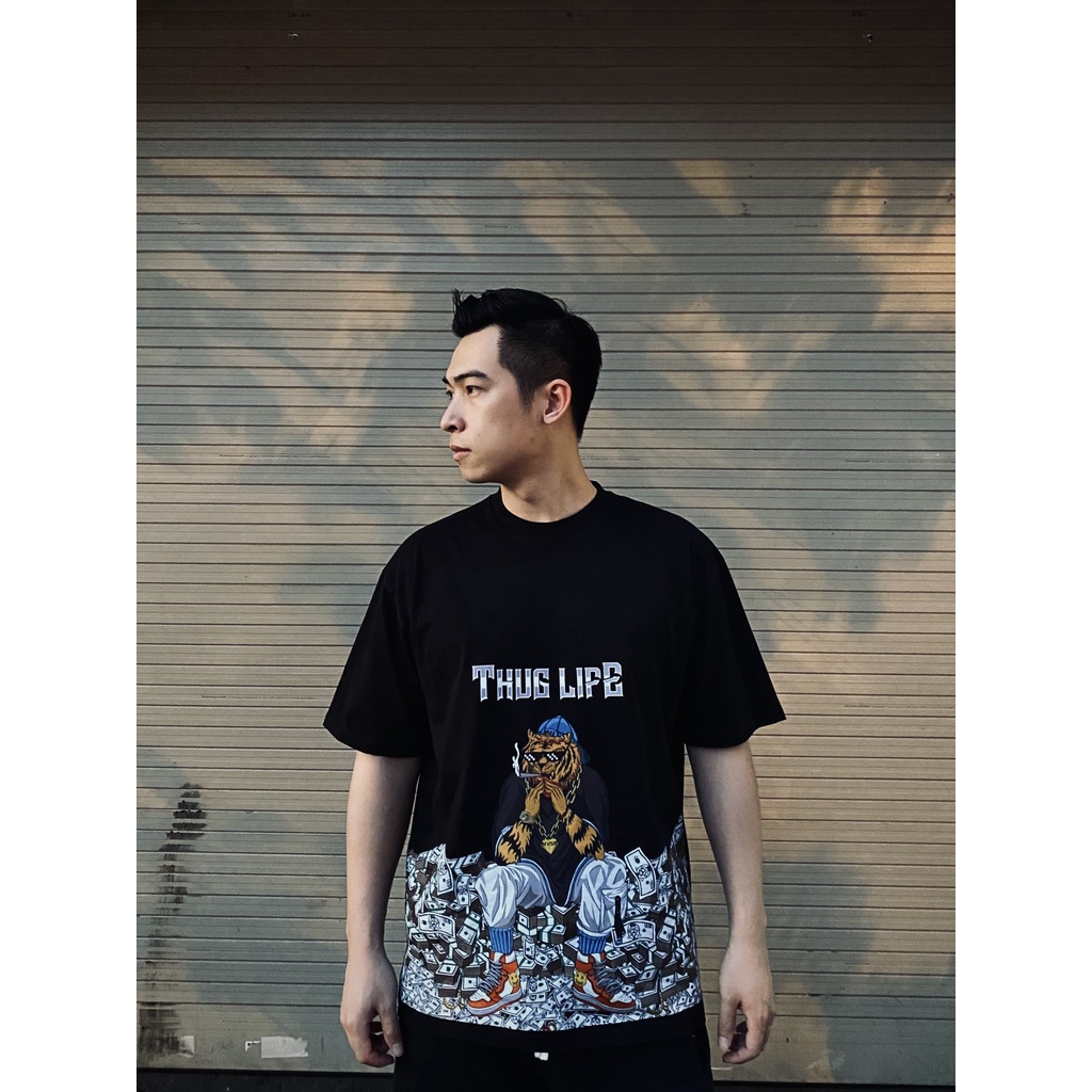 Áo thun local brand tay lỡ NEVASOME Thug Life áo phông unisex nam nữ cotton oversize form rộng