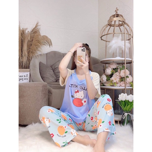 (Nhiều Mẫu) Bộ Thun mặc nhà mẫu hoạt hình❤️Bộ mặc nhà in hình Cute, dễ thương form rộng( Ảnh Tự Chụp)