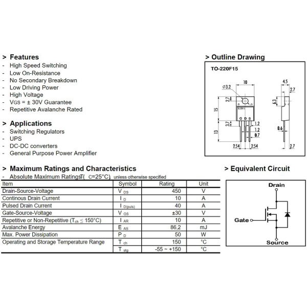 [ Combo 3 chiếc ] K2638 2SK2638 Mosfet Kênh N 10A 450V TO-220