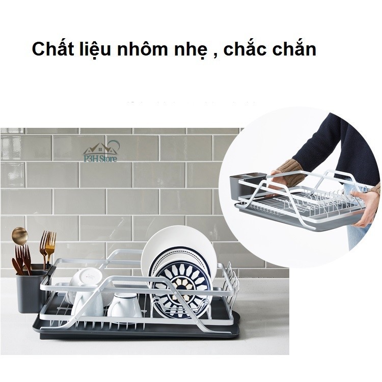 Kệ úp chén dĩa 2 tầng Lock&Lock chất liệu nhôm nhẹ chắc chắn LDR204