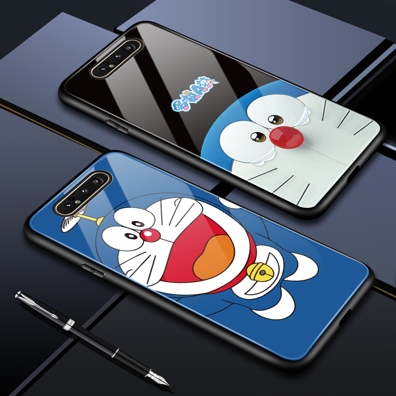 Ốp Điện Thoại Kính Cường Lực Bóng In Hình Doraemon Cho Samsung Galaxy A10 A10S A20 A30 A20S A30S A50 A50S A60 A70 A70S A90 5G