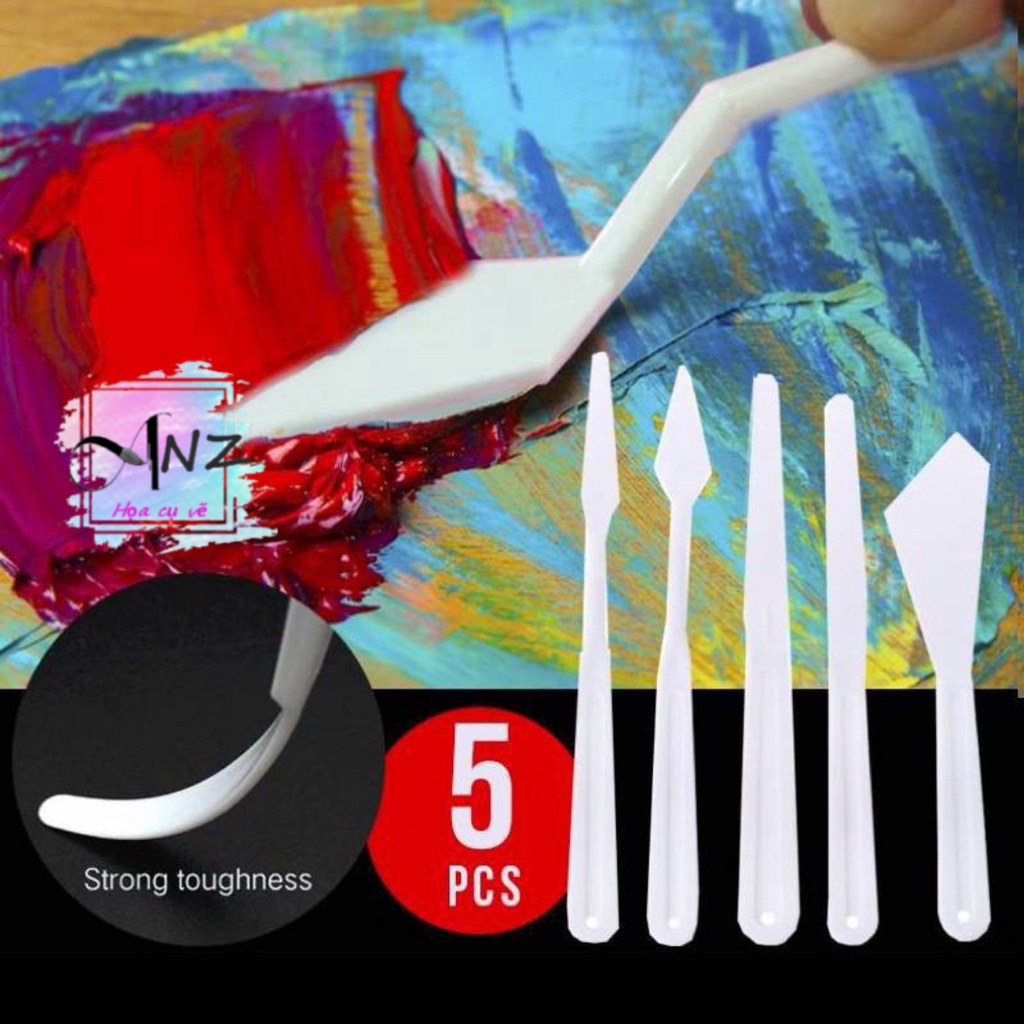 Bay bộ nhựa Mont Marte 5 cây, Mont Marte Studio Palette Knife Set 5pce Plastic MAPK0001