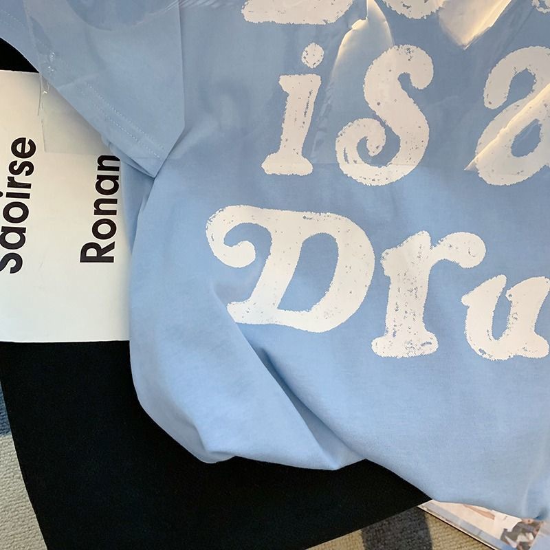 Áo Thun Tay Ngắn Dáng Rộng In Chữ Thiết Kế Mới Thời Trang Mùa Hè Cho Nữ