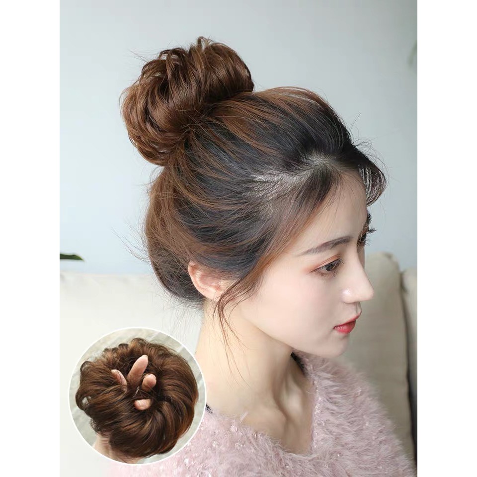 [ hàng hót ] tóc giả nữ búi cột, búi rối hàn quốc