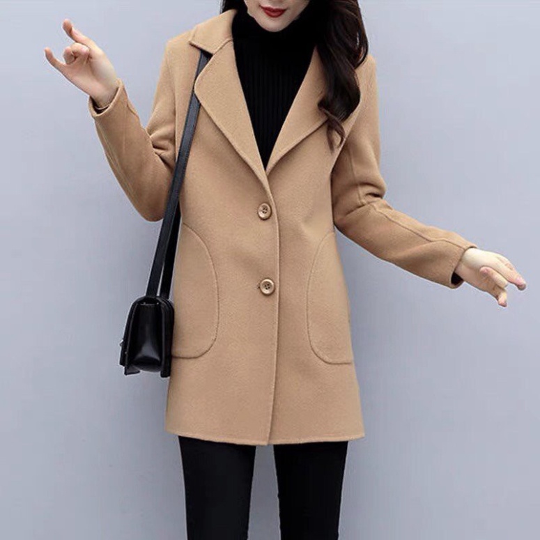 Áo Khoác Dạ Trơn Dáng Dài Túi Dọc 2 Cúc, Tôn dáng cực đẹp