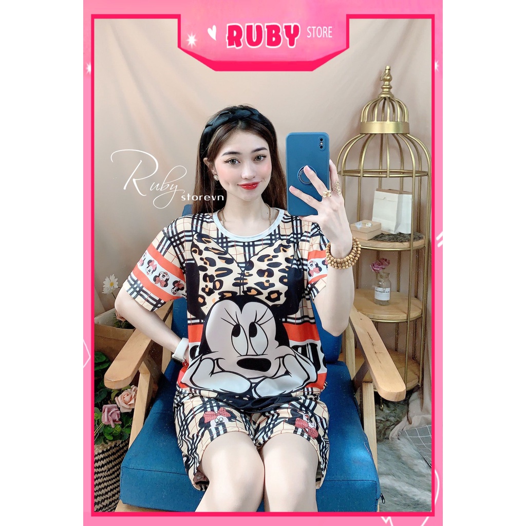 Đồ bộ thun đùi nam nữ dưới 70kg chất thun mềm mát in hình doremon chuột BBR hoạt hình dễ thương DBRBD SIZE XL