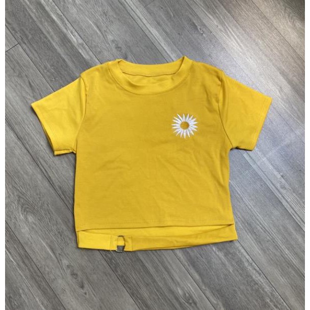 Áo Croptop Thêu Hoa Cúc Phối Khoen Eo Borip Thun Gân Nữ Cá Tính Màu Tím/Đen/Trắng/Vàng DRACR15 Mys Unicorn Fashion | BigBuy360 - bigbuy360.vn