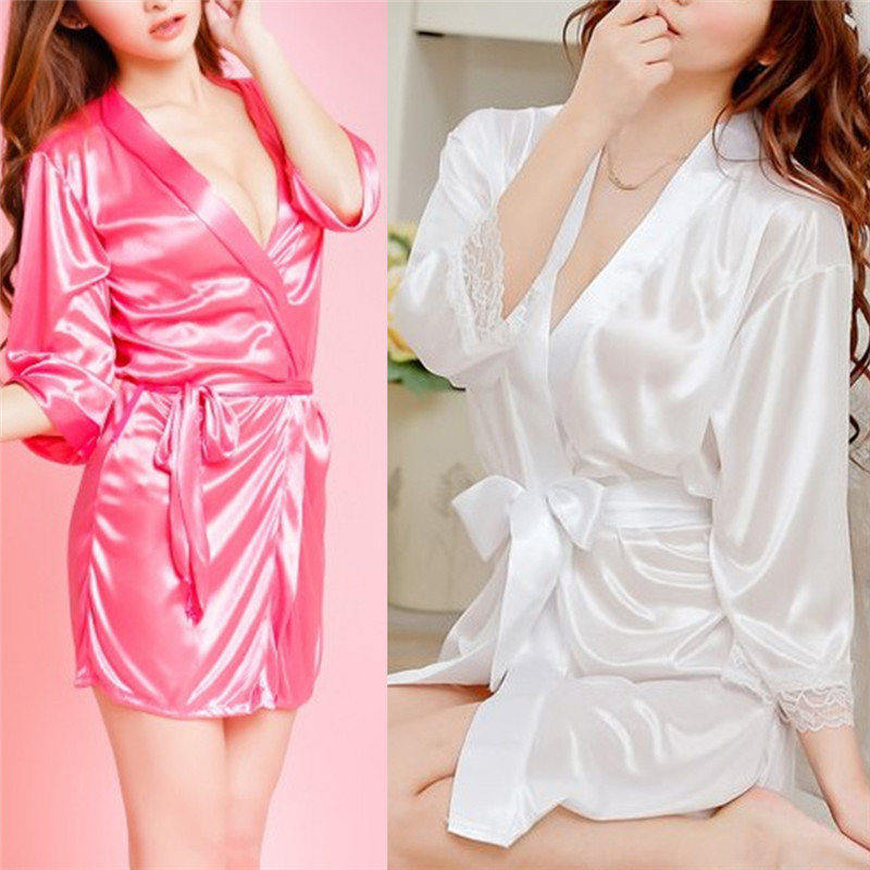 Áo Choàng Ngủ Vải Satin Phối Ren Hoa Gợi Cảm Cho Nữ | BigBuy360 - bigbuy360.vn