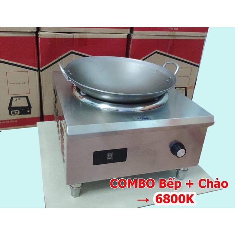 Bếp từ công nghiệp 5000W mặt lõm chuyên dùng xào nấu + kèm chảo