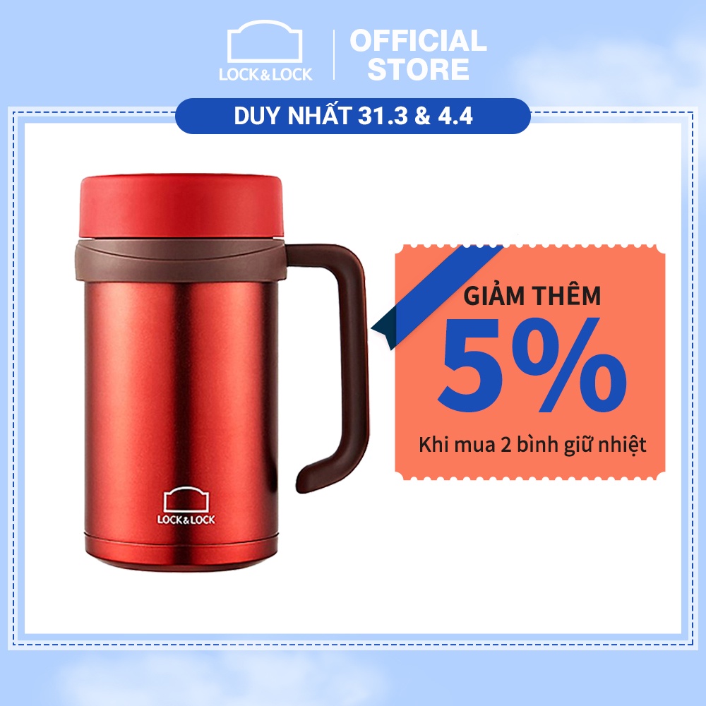 [Mã LIFEHL25 giảm 10% đơn 350K] Bình giữ nhiệt Lock&amp;Lock New Basic Table 500ml LHC4026RR - màu đỏ