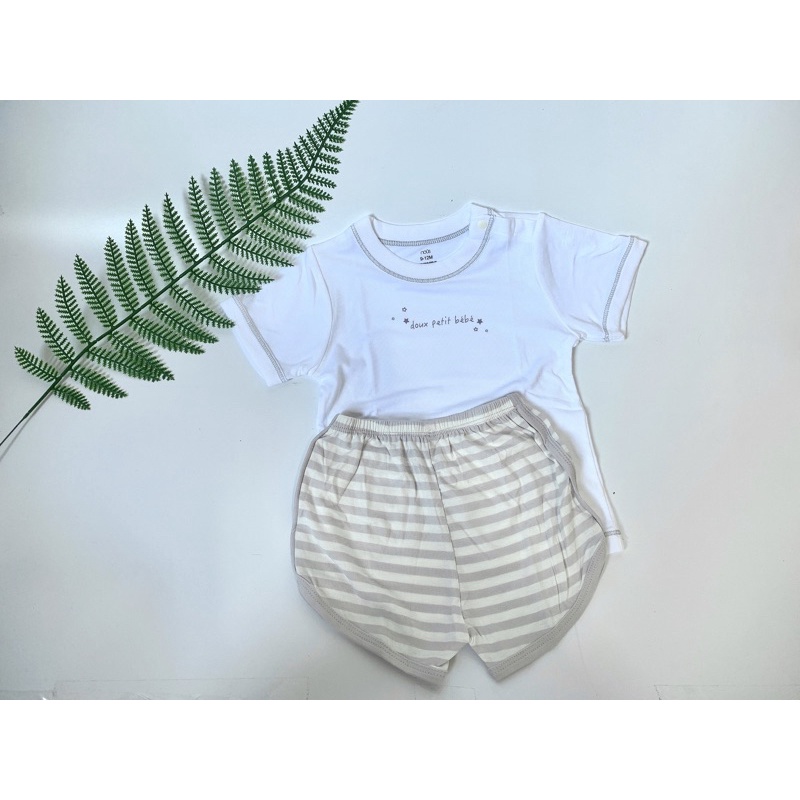 Bộ Nous hè cộc tay cài vai chất petit, Doux mềm mát chuẩn hãng mẫu mới nhất