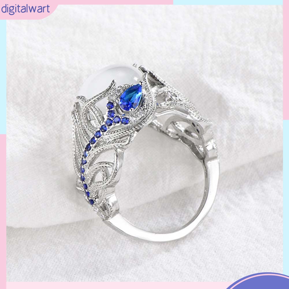 Nhẫn hợp kim đính đá sapphire nhân tạo thời trang dành cho nữ