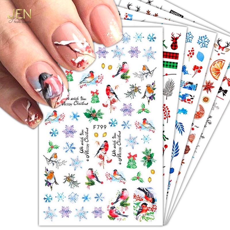 Sticker Noel dán móng-hình dán nail bông tuyết Giáng sinh