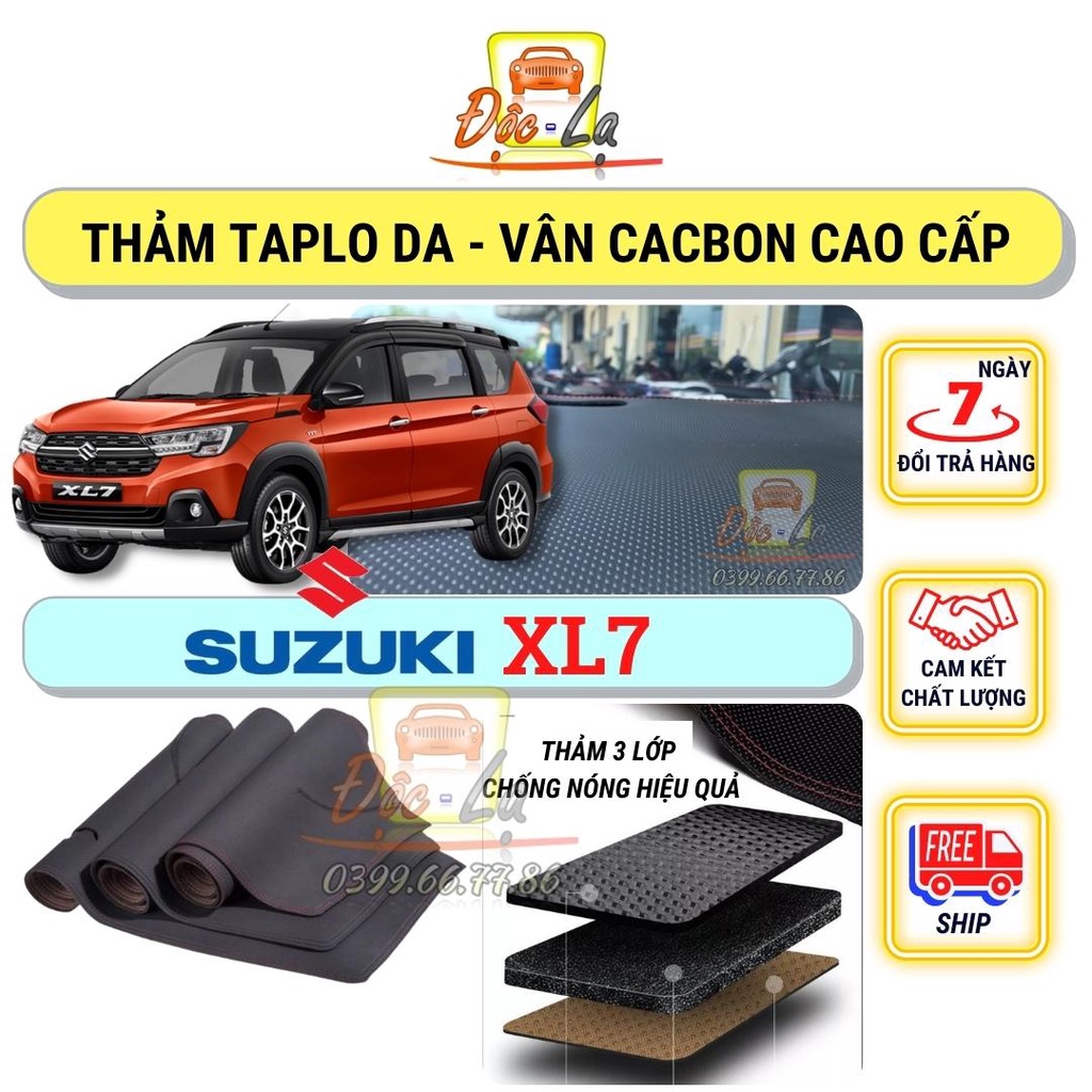 Thảm taplo Suzuki XL7 vân Cacbon 3 lớp cao cấp, chống nóng, bảo vệ ô tô hiệu quả