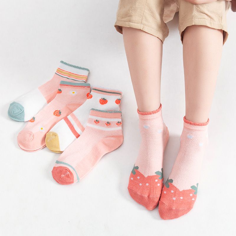 Set 5 đôi Vớ tất cổ cao mỏng thoáng khí họa tiết xinh xắn cho bé từ 0 - 12 tuổi