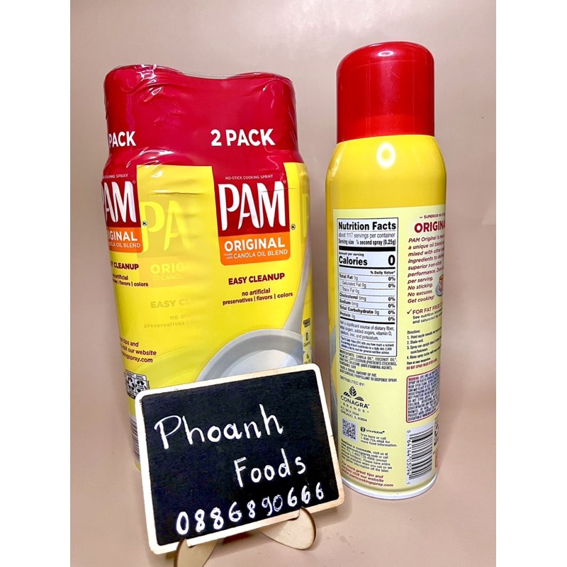 Dầu ăn Pam 12oz - date 2024 - 0 calories