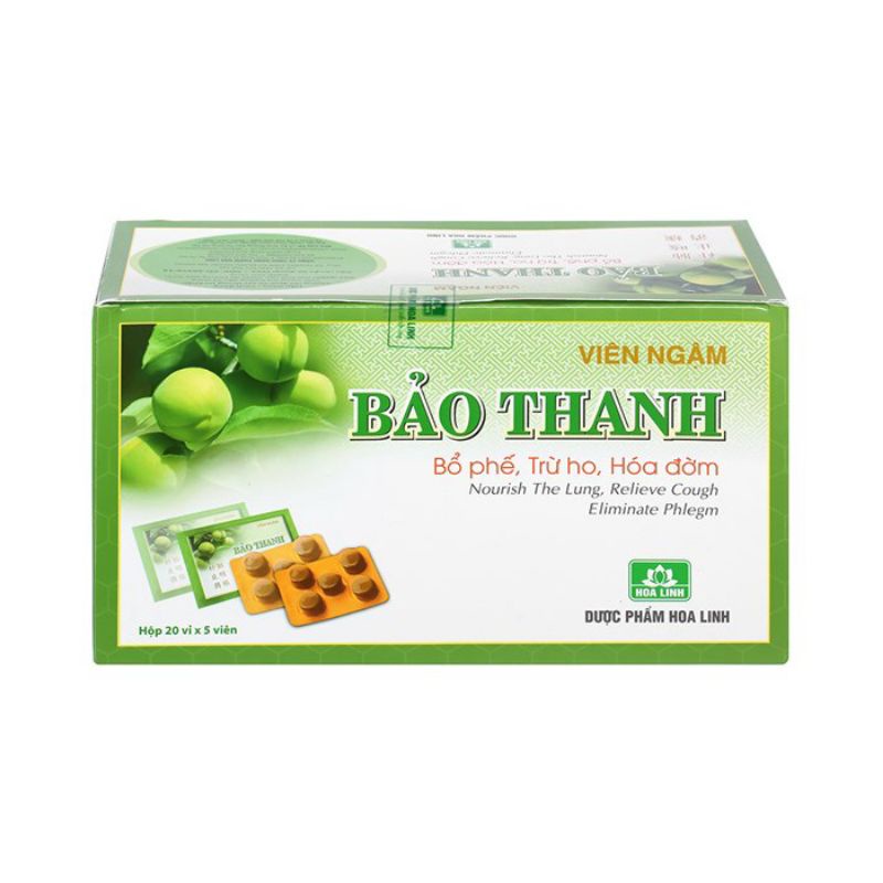 Viên ngậm Bảo Thanh hỗ trợ bổ phế , giảm ho , vỉ 5 viên