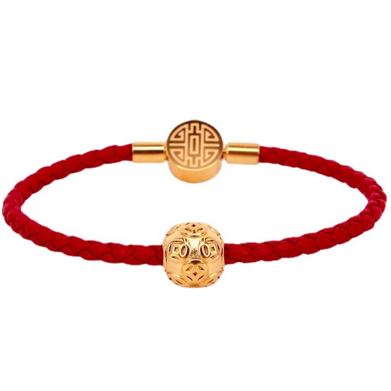 Vòng Tay Dây Đỏ May Mắn Titan Ko Đen TT 4306