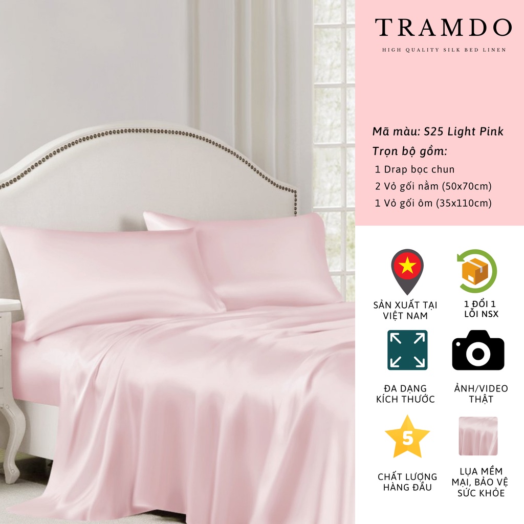 Bộ Chăn Ga Gối Lụa Cao Cấp NITE9SILK TRAMDO BEDDING Màu Xanh Cổ Vịt