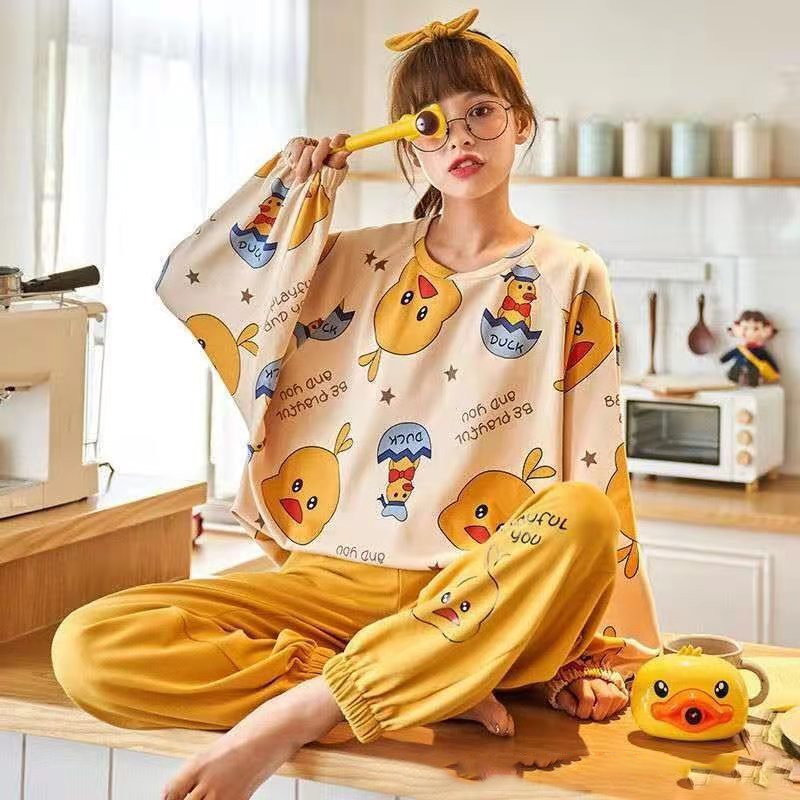 Bộ Đồ Ngủ Nữ Mặc Nhà Vải Co Giãn 4 Chiều Quần Áo Dài Tay Dày Pijama Váy Ở Nhà Mùa Xuân Thu Đông Dễ Thương Kute BĐN52 | BigBuy360 - bigbuy360.vn