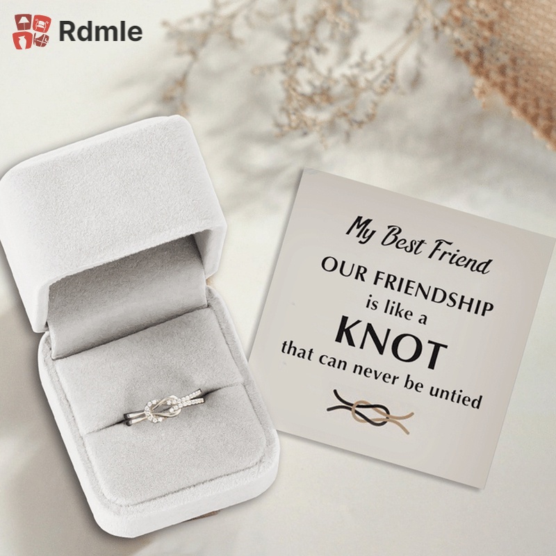 Nhẫn Tình Bạn Đính Đá Zircon Hình Thắt Nút Tình Bạn / Trái Tim Làm Quà Tặng Sinh Nhật / Giáng Sinh Cho Bạn Nữ