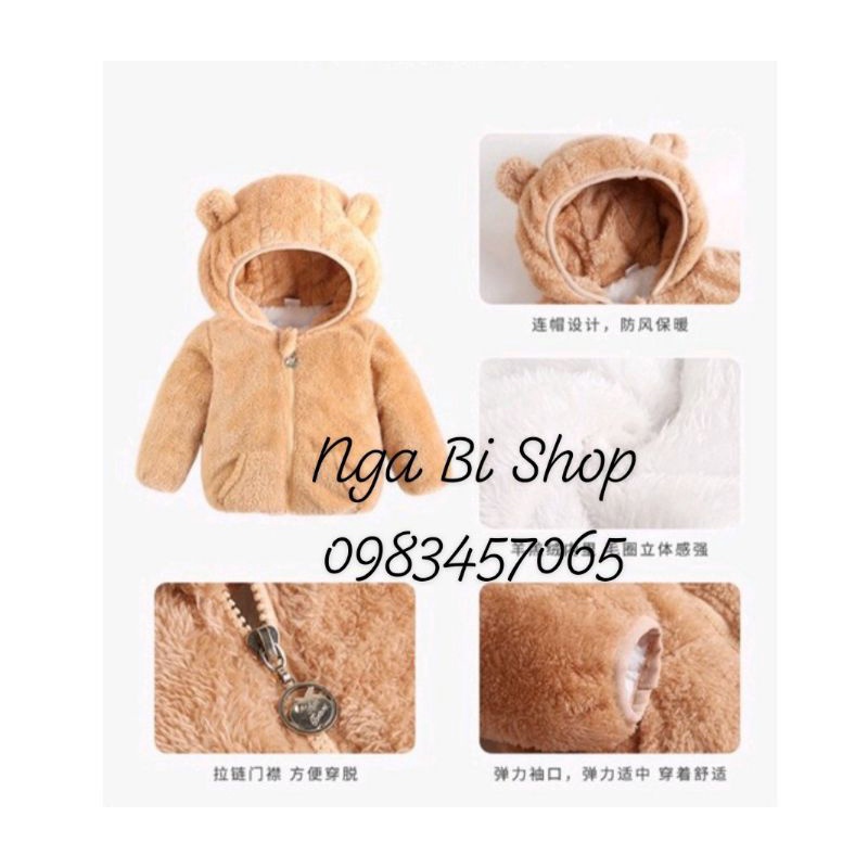 ÁO KHOÁC LÔNG TAI GẤU ĐÁNG YÊU CHO BÉ