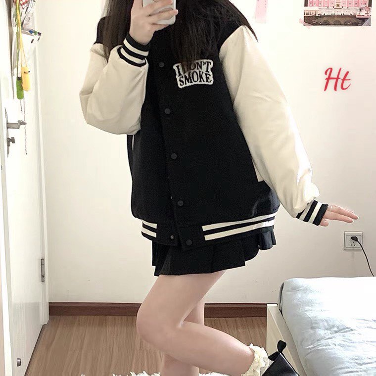 Áo Bomber nỉ phối tay I Dont Smoke HTH0921
