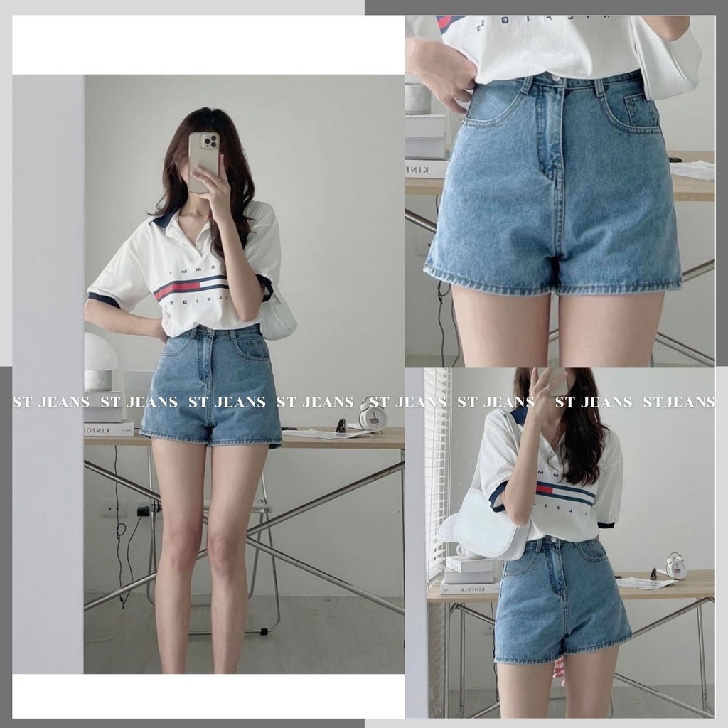 Quần Sot Jeans Nữ Lai Cuốn Lưng Cao Màu Xanh Và Đen Đủ Size( S M L)