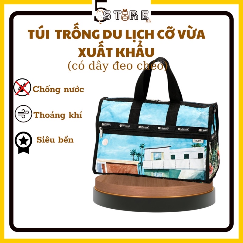 Túi trống mini nữ du lịch thể thao, túi xách đeo chéo đi chơi size medium, hàng xuất khẩu, medium weekender lesportsac