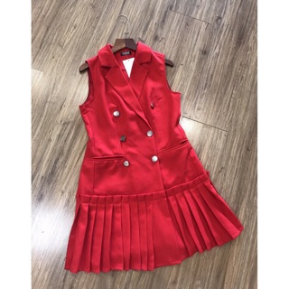 Đầm Topshop cổ vest sát nách dập li