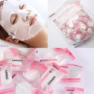 Mặt nạ giấy nén Miniso hàng Nhật xịn xò, 100 mặt nạ, sạch bụi bẩn, dịu mát da, da căng mọng