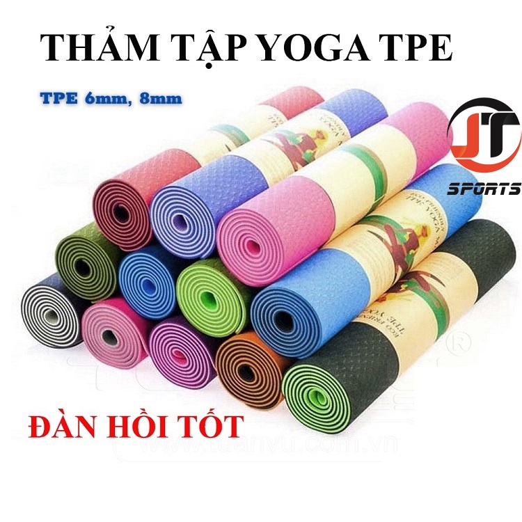 Thảm Tập Yoga,Gym dầy 6mm-8mm 2 lớp TPE cao cấp loại xịn chống trơn tuyệt đối.