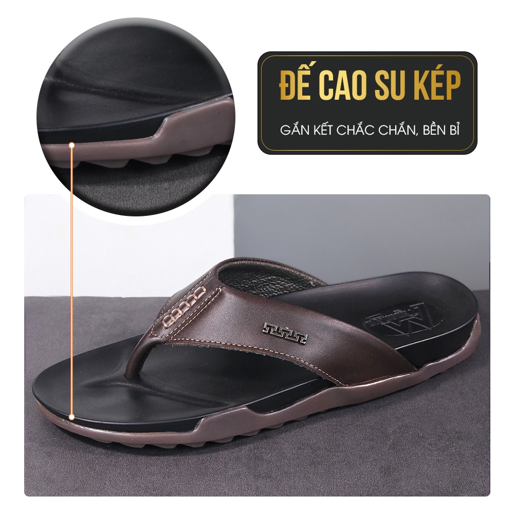 Dép nam thiết kế xỏ ngón đẹp quai ngang kiểu quai hậu đế bánh mì chất liệu da tông cao cấp bảo hành 1 năm DK14 TIMAN
