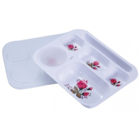 Khay Cơm 6 Phần Nắp  Nhựa Melamine Cao Cấp- KF62