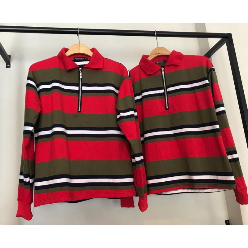 UNISEX - POLO ZIP - ÁO THUN CỔ ZIP - STRIPPED SWEATER