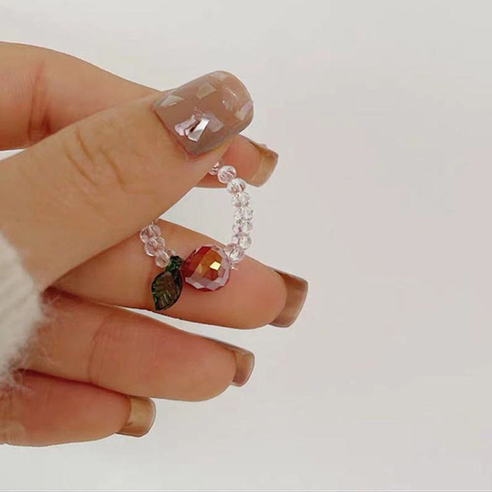Nhẫn Pha Lê Co Giãn Họa Tiết Trái Cây Phong Cách Hàn Quốc Mới