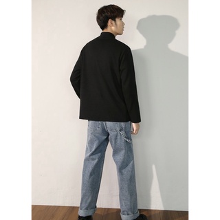 Áo thun nam tay dài trơn cổ bo cao basic