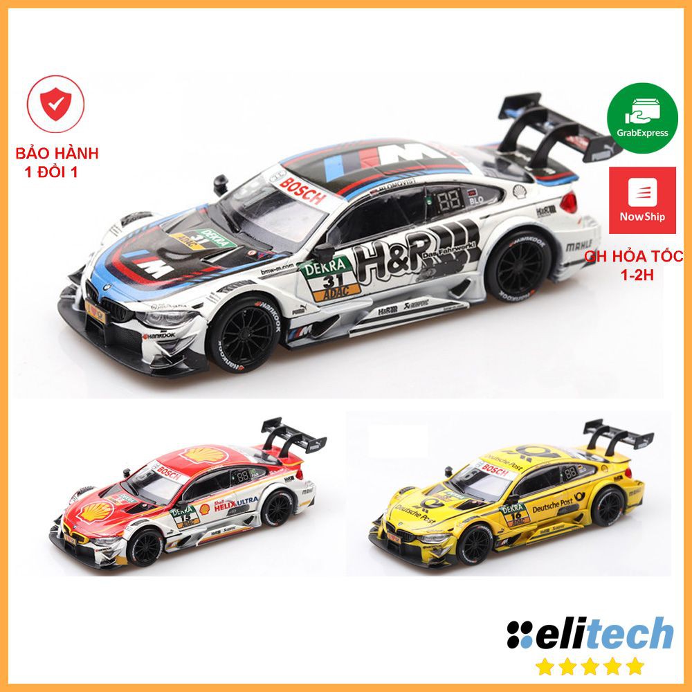 Xe mô hình xe đua công thức 1 BMW M4 DTM tỉ lệ 1:43 có đế trưng bày và hộp đựng trong suốt