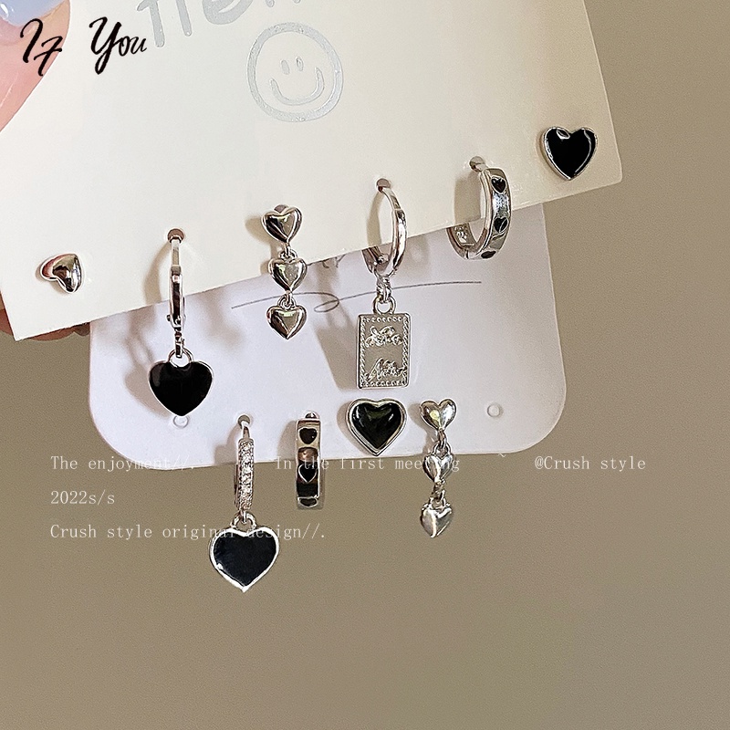 Bộ khuyên tai AY hình trái tim nhiều mẫu thời trang Hàn Quốc cho nữ tùy chọn