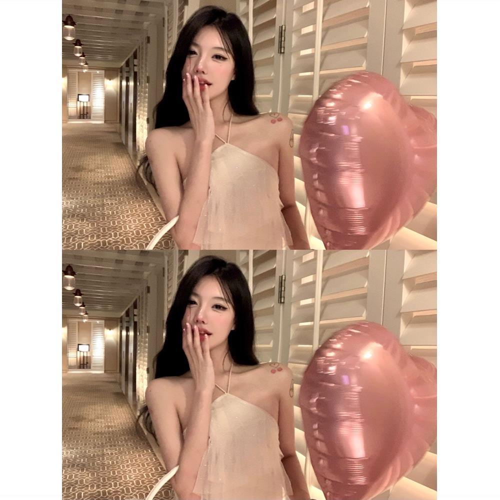 Đầm Hai Dây Dáng Chữ a Phối Lưới Màu Trắng Thời Trang Mùa Hè Xinh Xắn Cho Nữ