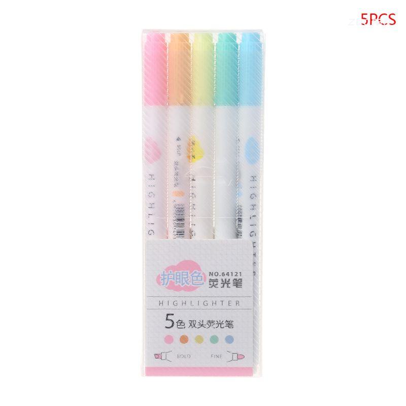 ZUO   5pcs Eye Color Dual Double Head Highlighter Pen Marker Liquid Chalk Fluorescent