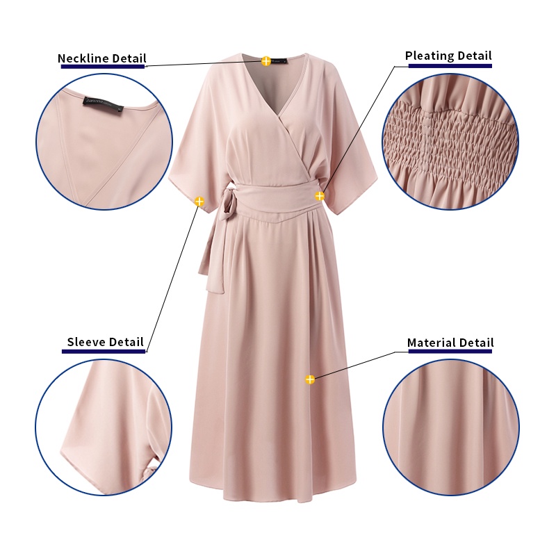 Váy dài ZANZEA tay lửng cổ chữ V thời trang Hàn Quốc cho nữ