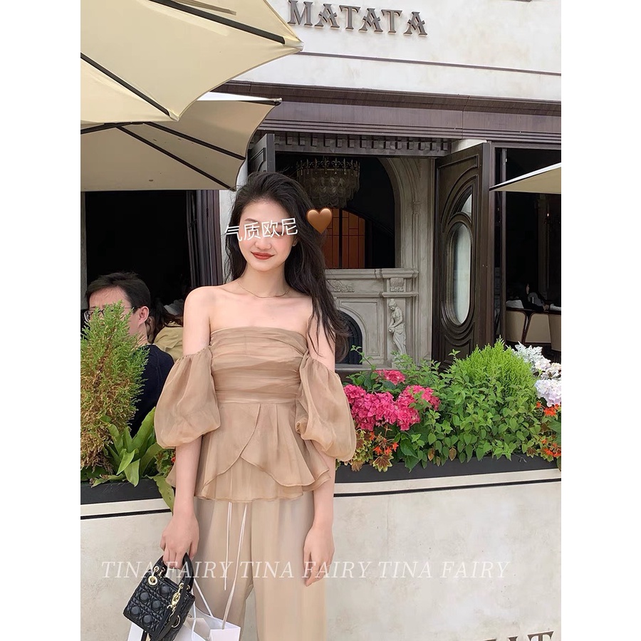 ÁO CROPTOP PEPLUM XANH XẾP NGỰC RỚT TAY PHỒNG