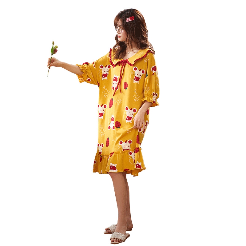 Đầm Ngủ Cotton Ngắn Tay Dáng Rộng Xinh Xắn Cho Nữ | BigBuy360 - bigbuy360.vn