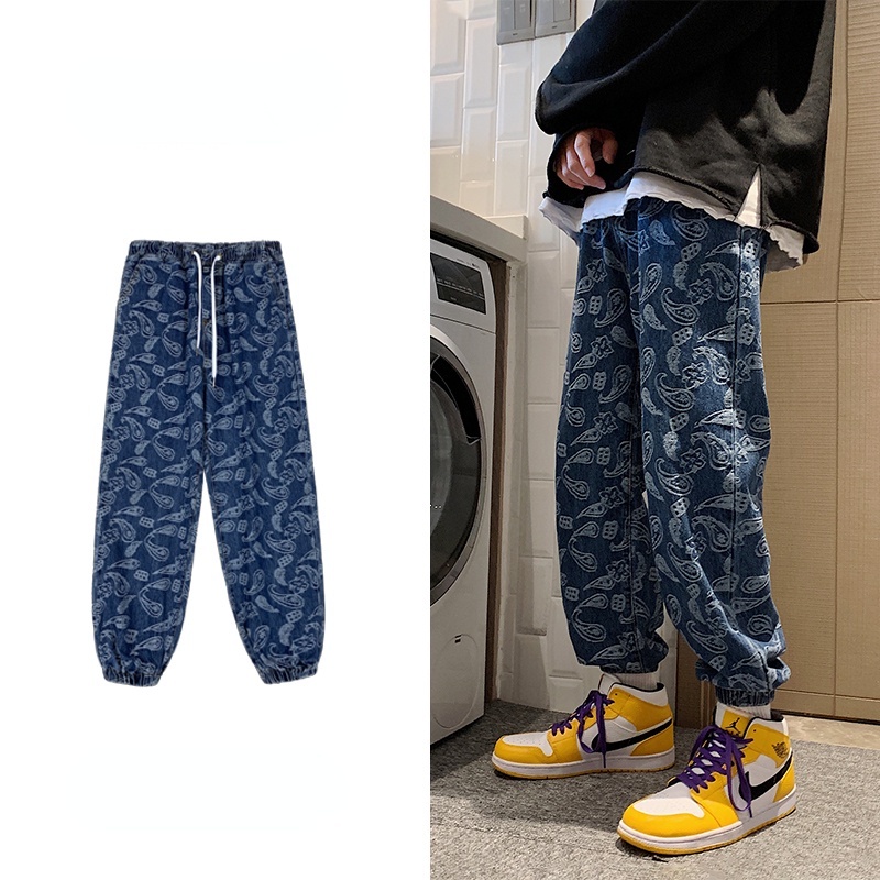 Quần Jeans Ống Rộng Dây Rút Phong Cách Đường Phố Hàng Mới Dành Cho Nam 2022