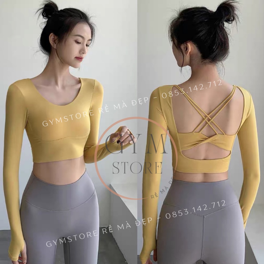 Áo Tập Gym ❤️𝐇𝐀̀𝐍𝐆 𝐗𝐈̣𝐍❤️ Áo Thể Thao Nữ Có Mút Ngực Croptop Dài Tay Đồ Tập Rẻ Đẹp 𝐆𝐘𝐌𝐒𝐓𝐎𝐑𝐄 772