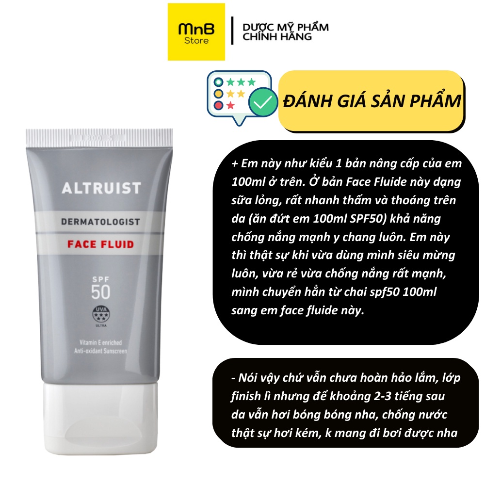 Kem chống nắng Altruist Dermatologist Sunscreen quang phổ rộng, chuyên biệt dùng trong da liễu